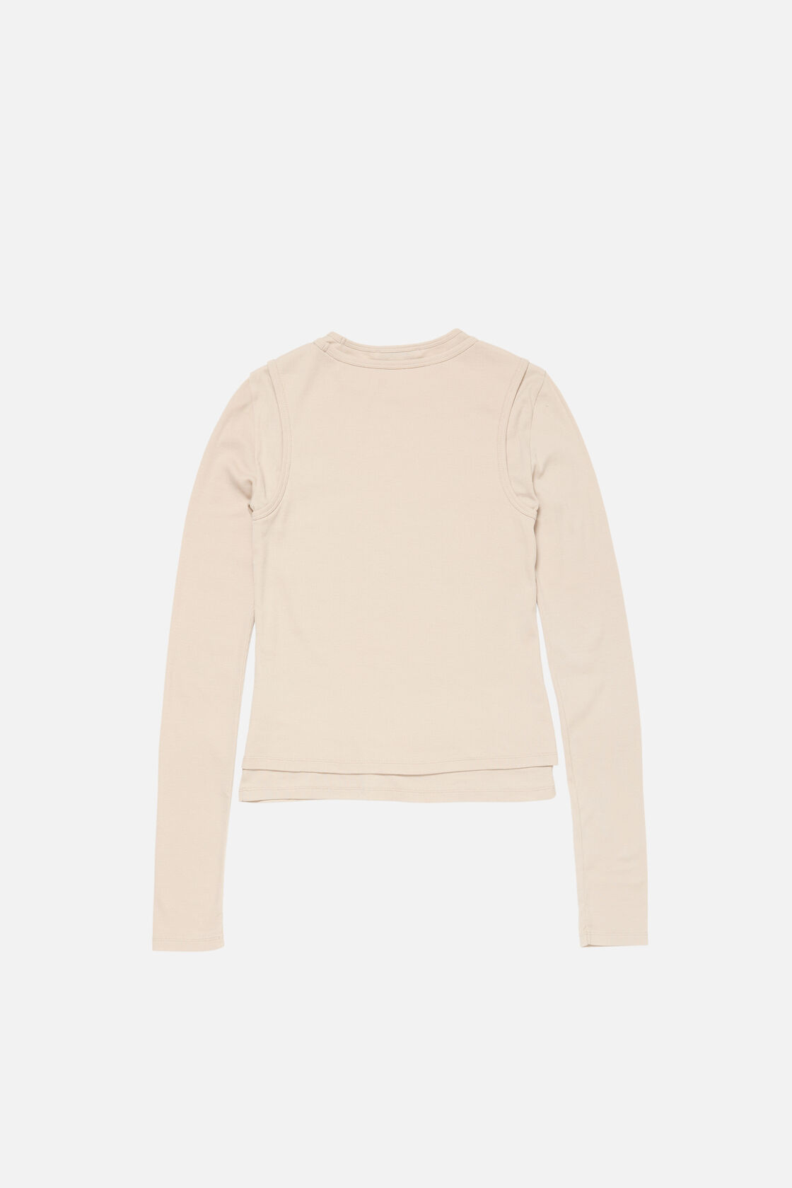 Layered long-sleeve t-shirt, Oatmeal beige, 2000x