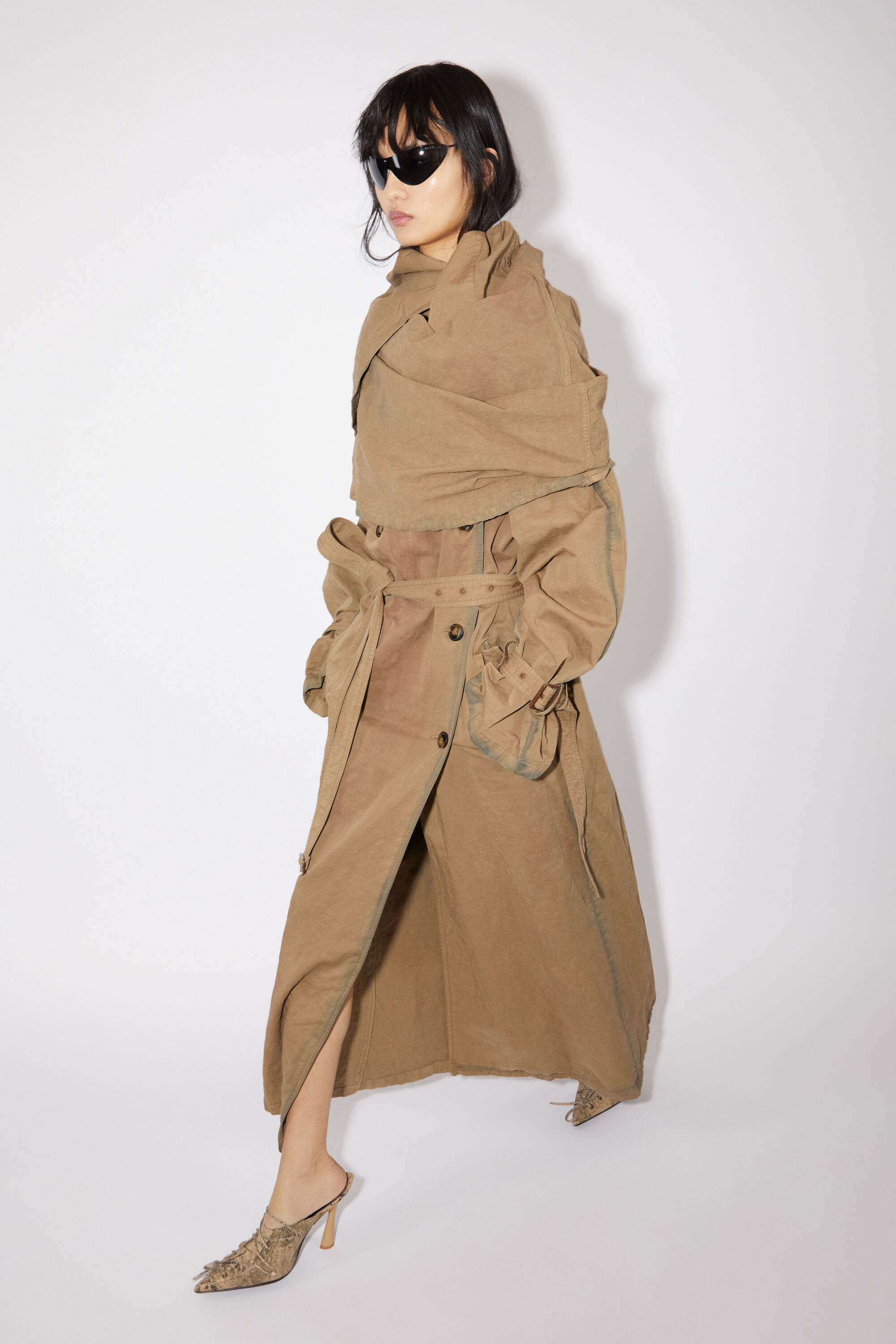 Acne Studios Shawl collar trench coat Beige
