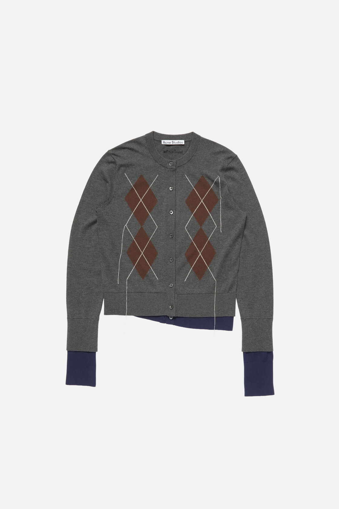 Double-layered cardigan, Dark grey/multi, 2000x