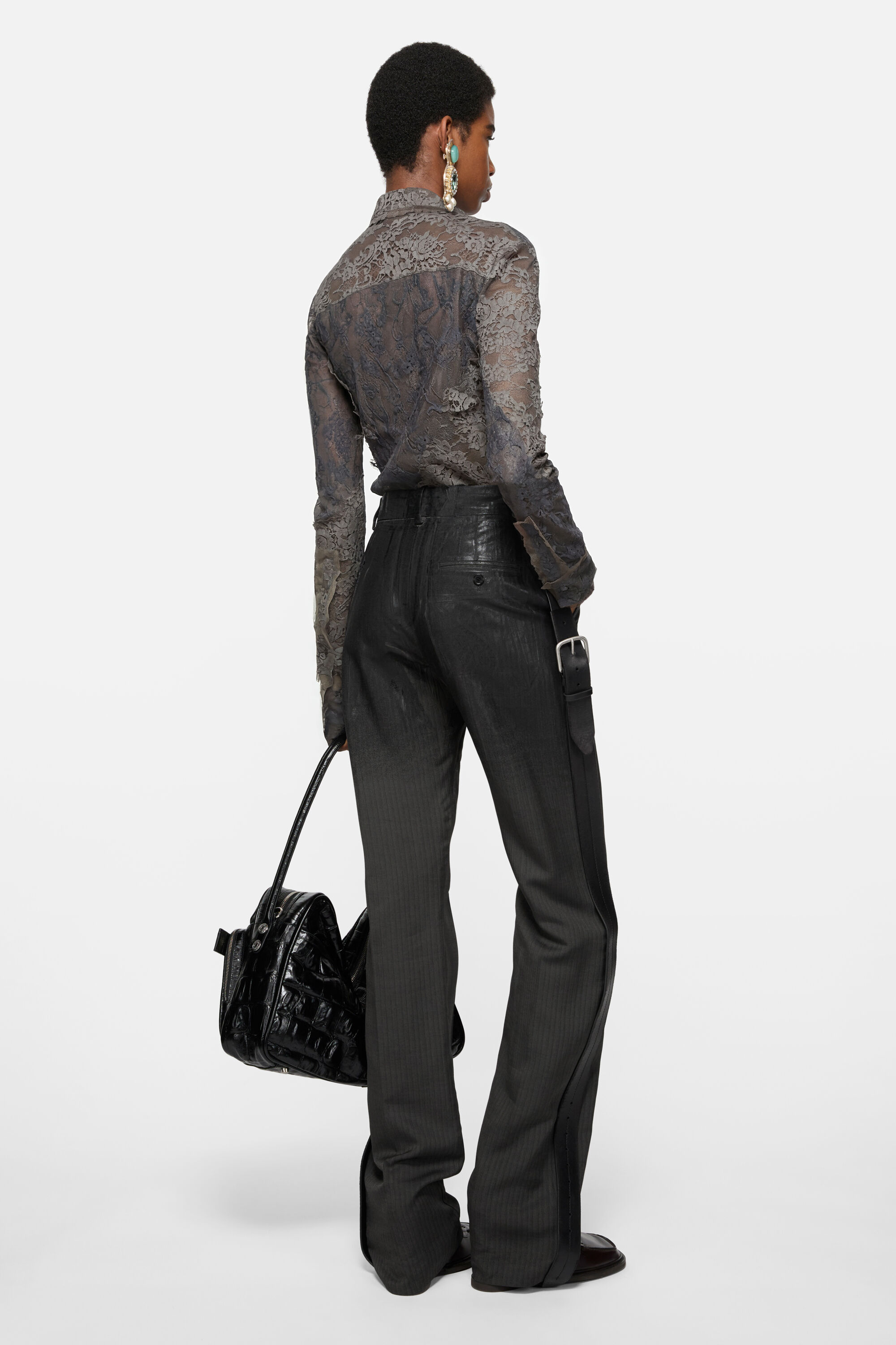 Acne Studios - レースコルセットブラウス - アンスラサイトグレー