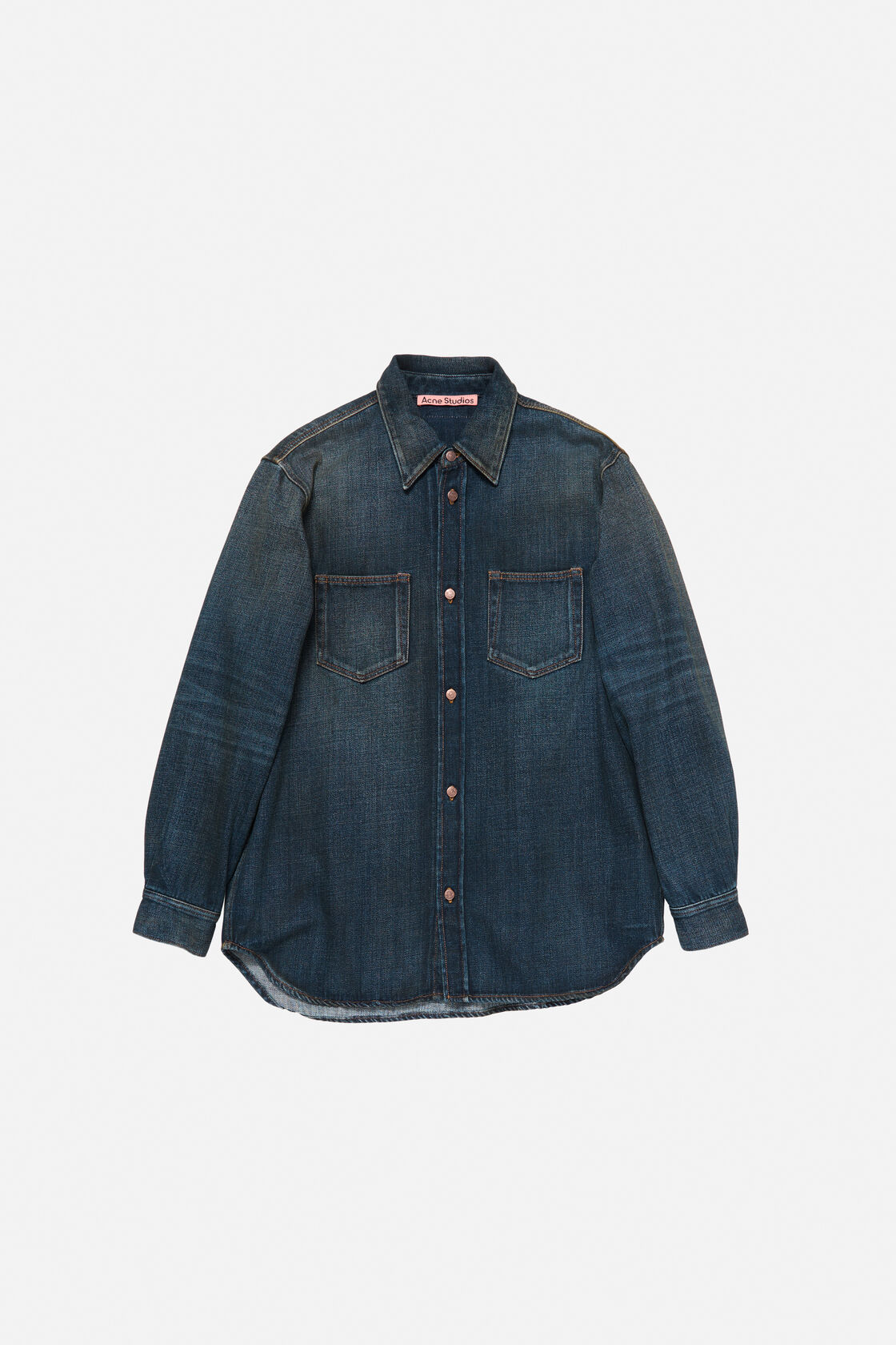 Denim button-up shirt, Dark Blue, 2000x