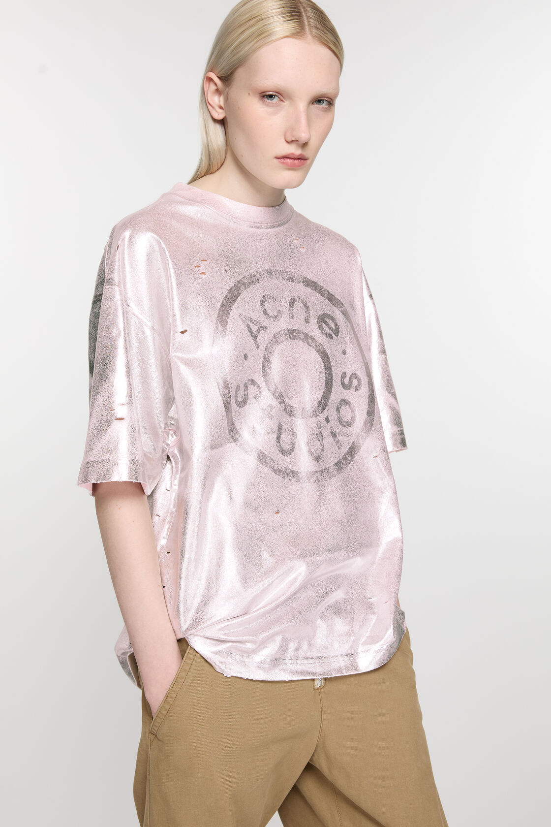 徽标T恤 - 休闲版型, 褪色粉色, 2000x