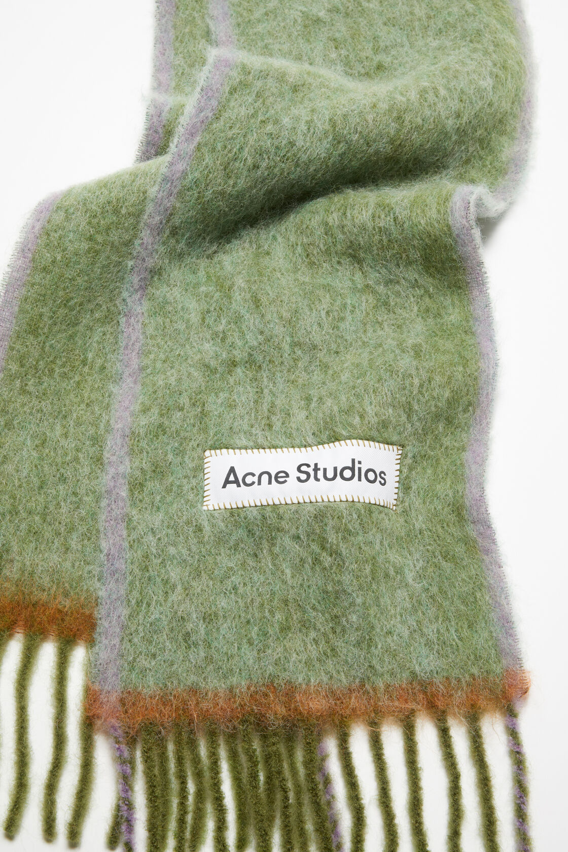 Wool mohair scarf - Narrow, Grass green, 2000x