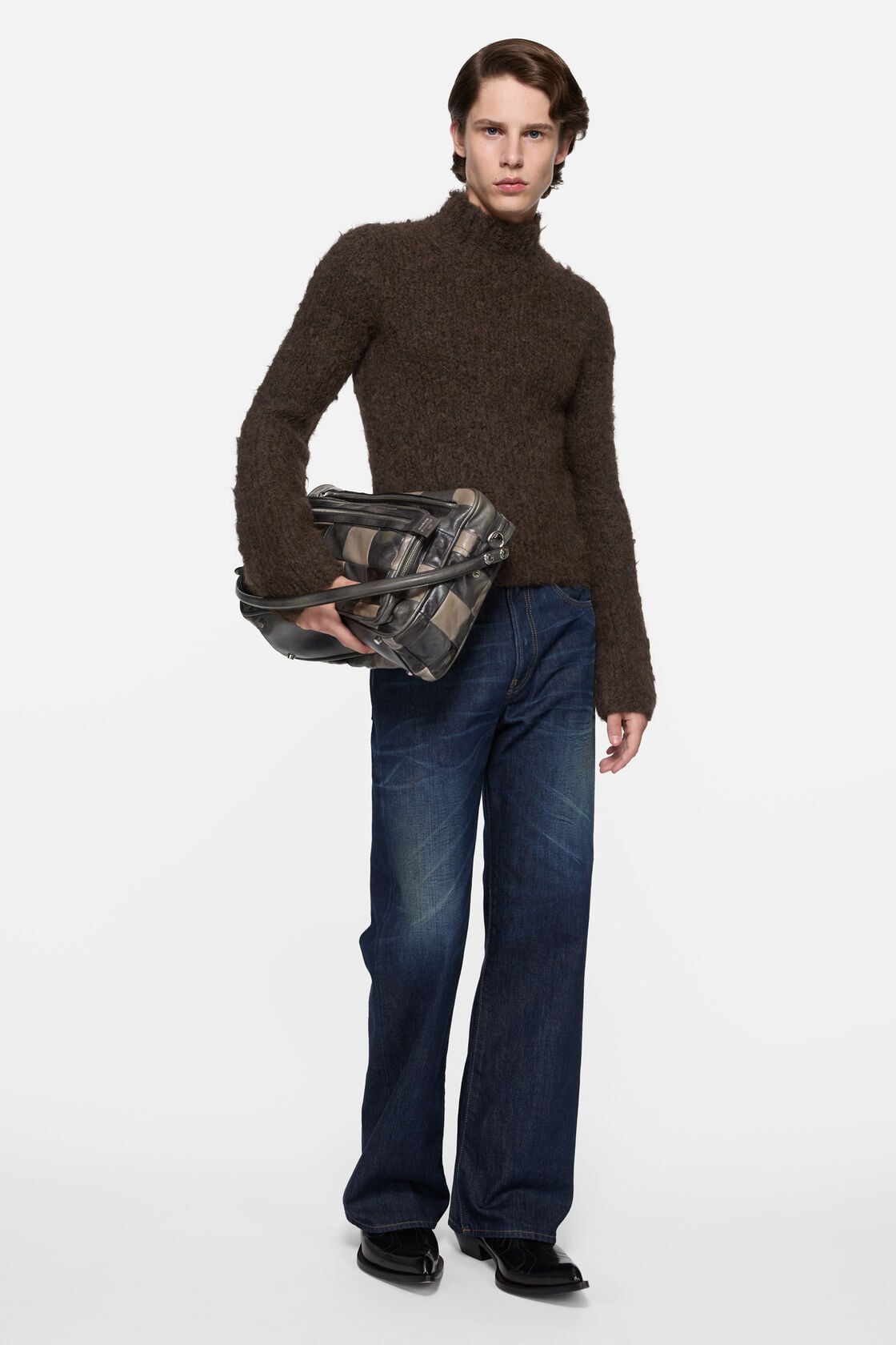 Hand-knit alpaca sweater, Dark brown, 2000x