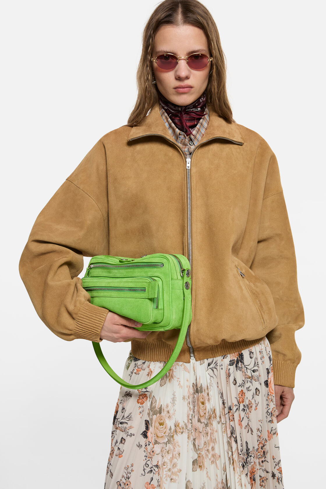 Camero Party Suede Bag, Apple green, 2000x