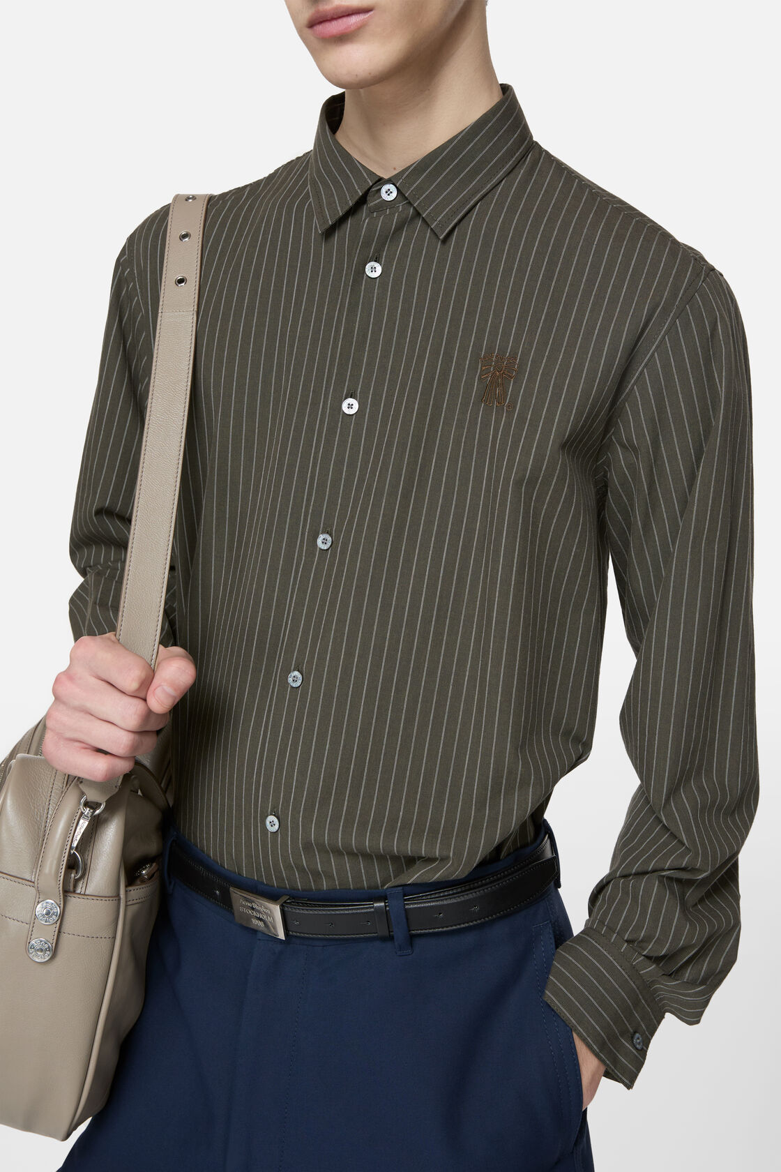 Button-up shirt, Green melange, 2000x