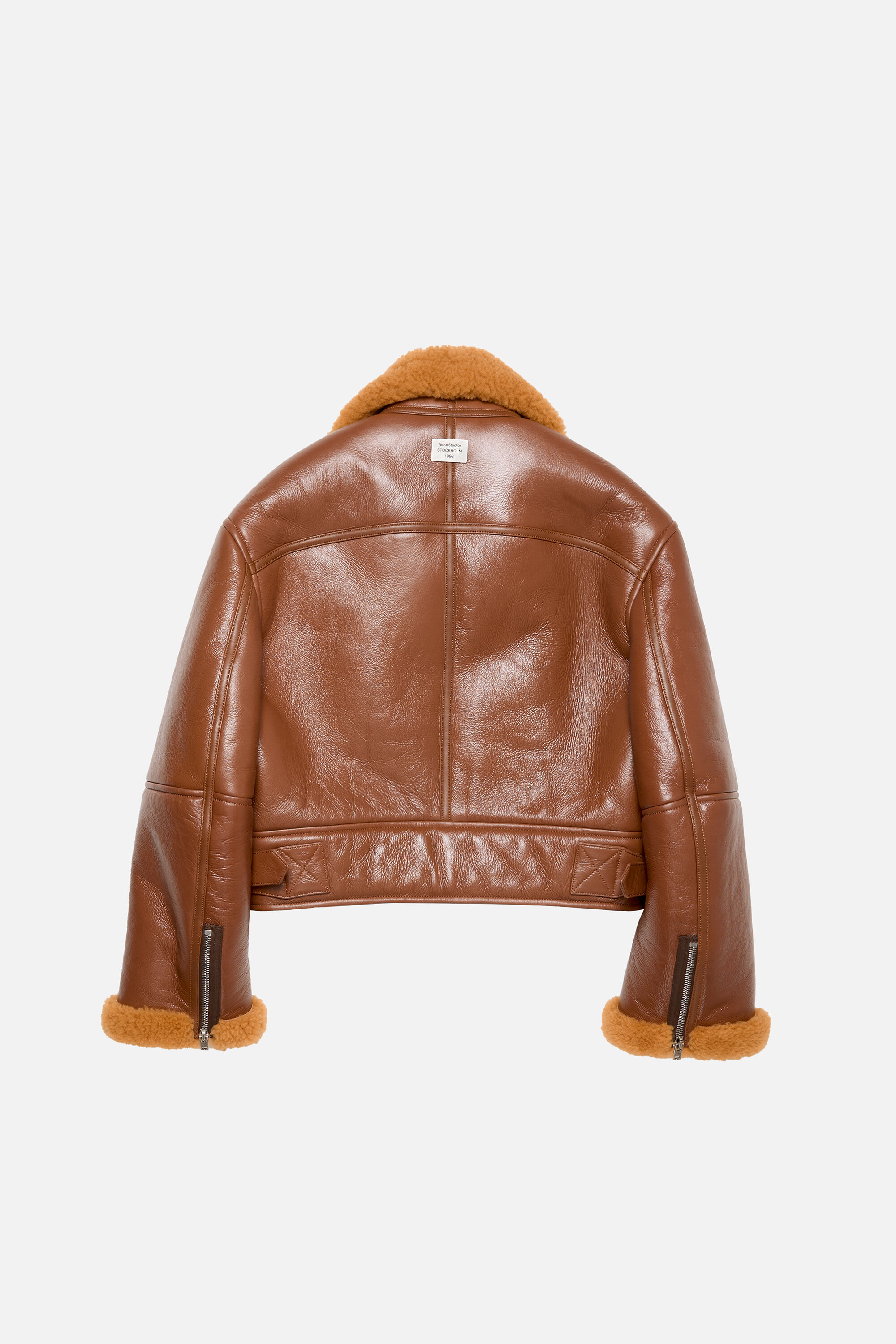 Acne Studios ブラウンレザーライダースジャケット　46 Acne Studios - Shearling biker jacket - Rust brown