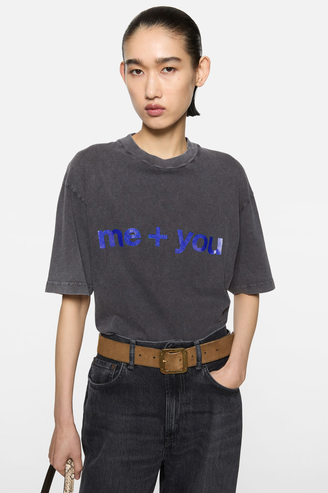 Glitter graphic t-shirt, Faded black, 2000x