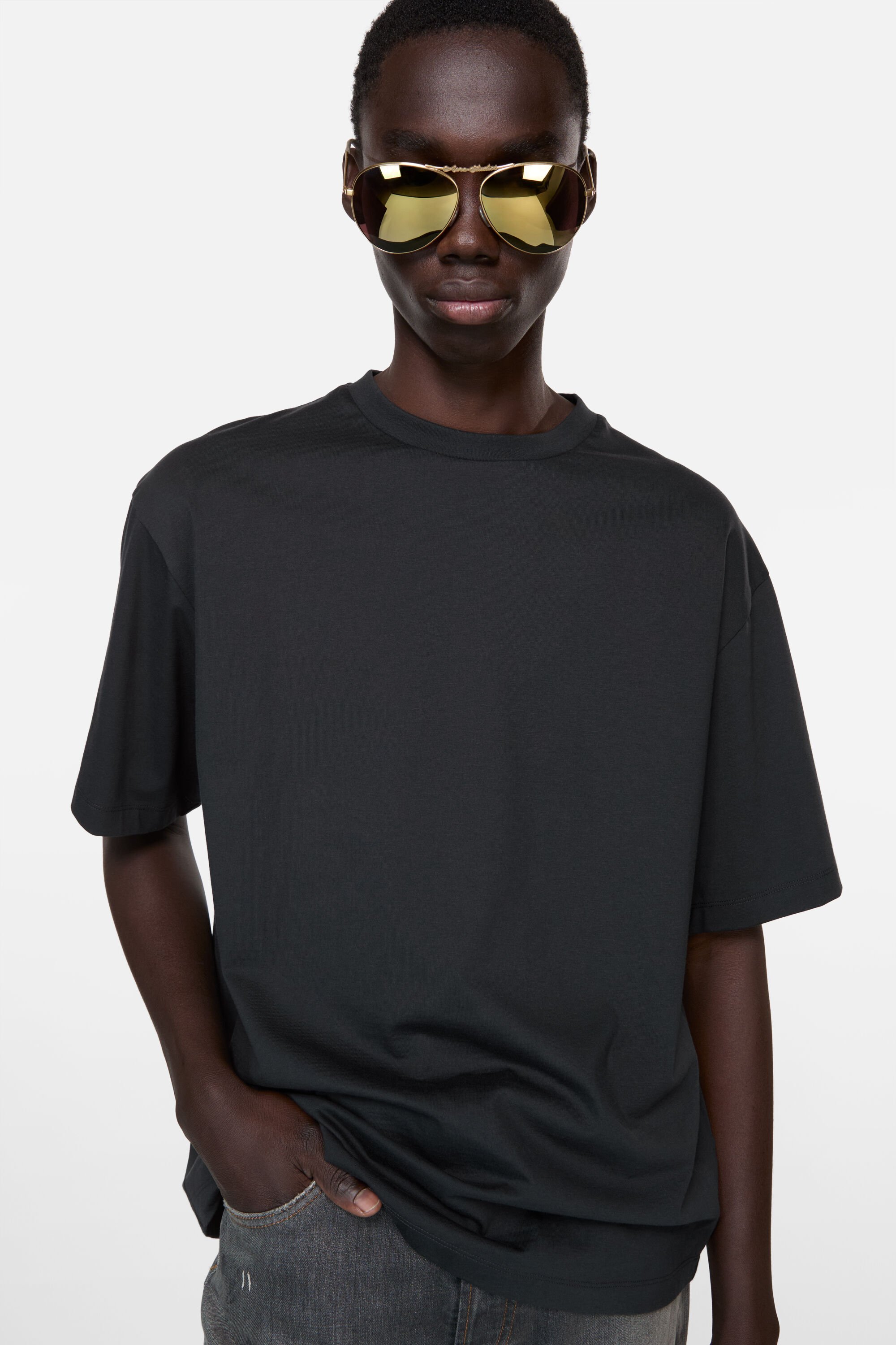 Acne Studios - Satin logo t-shirt - relaxed - Black