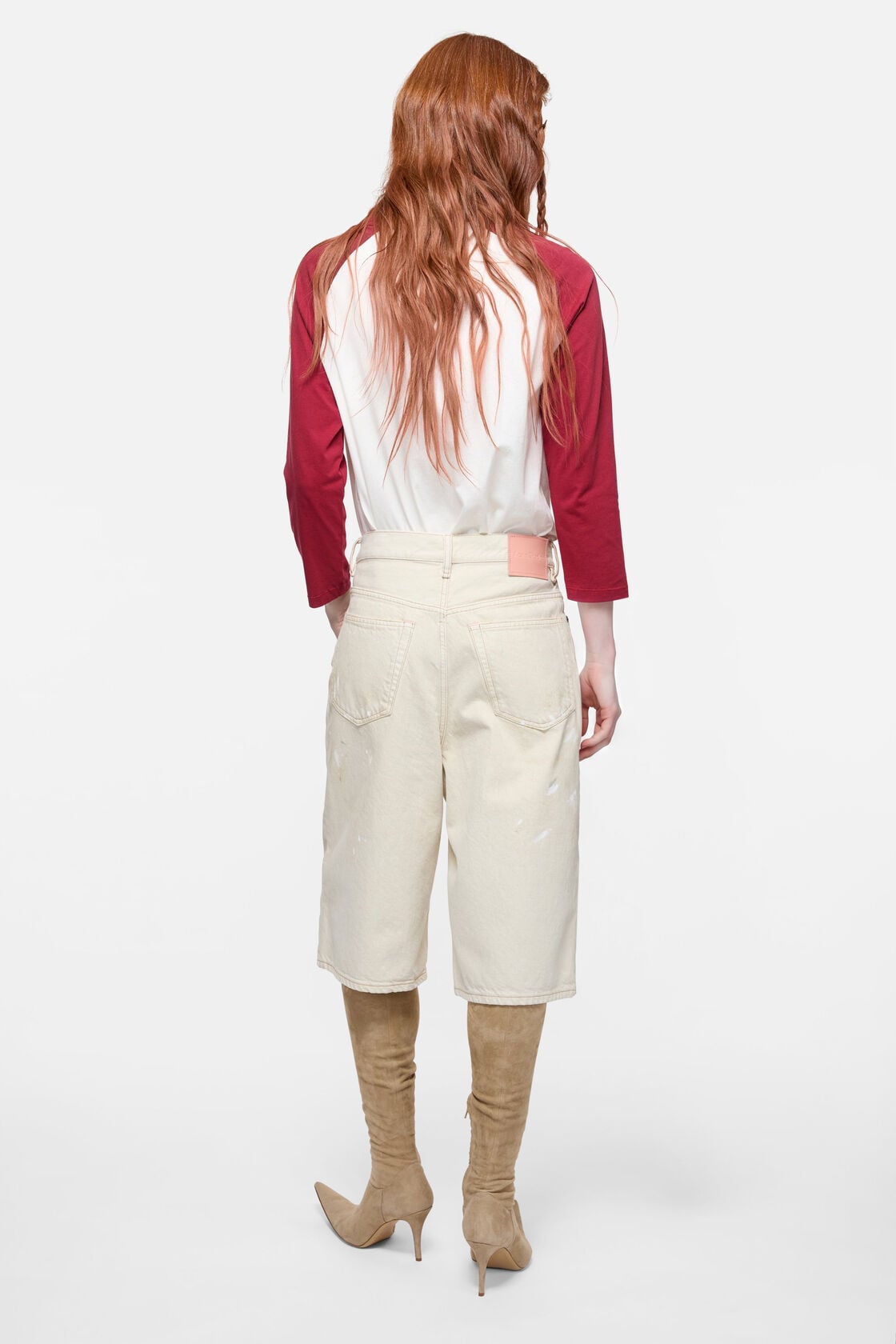 Stained denim shorts, White, 2000x