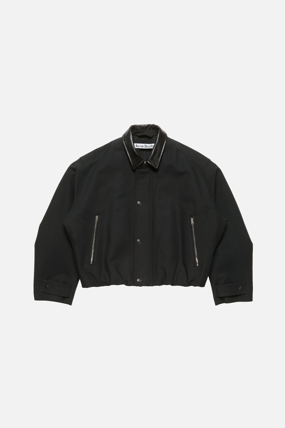 Bomber with leather collar, Black, 2000x