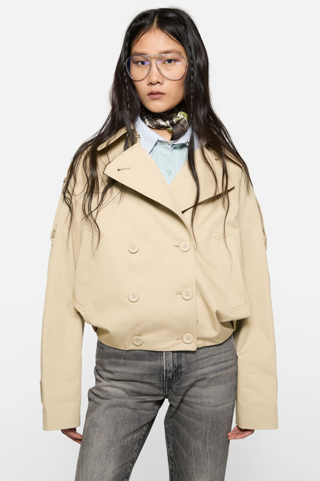 Short trench coat, Pale beige, 2000x