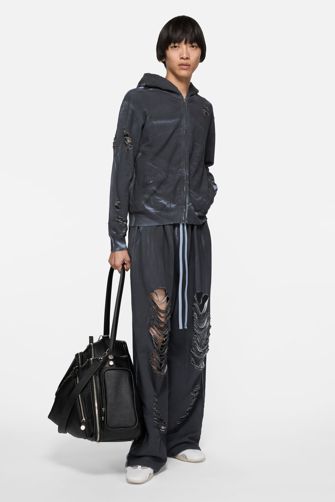 Hooded zipper sweater, Black, 2000x