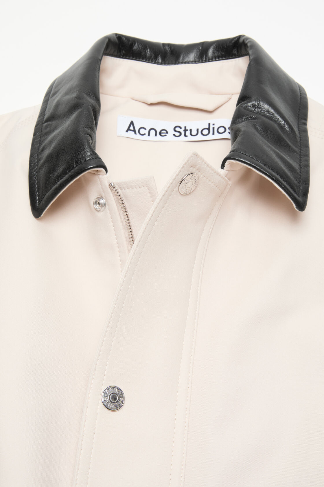 Bomber with leather collar, Light taupe, 2000x