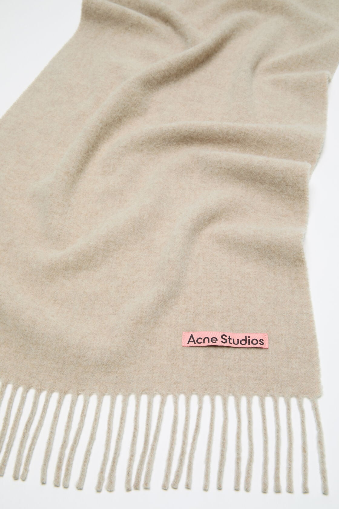 Fringe wool scarf &ndash; Narrow, Oatmeal melange, 2000x