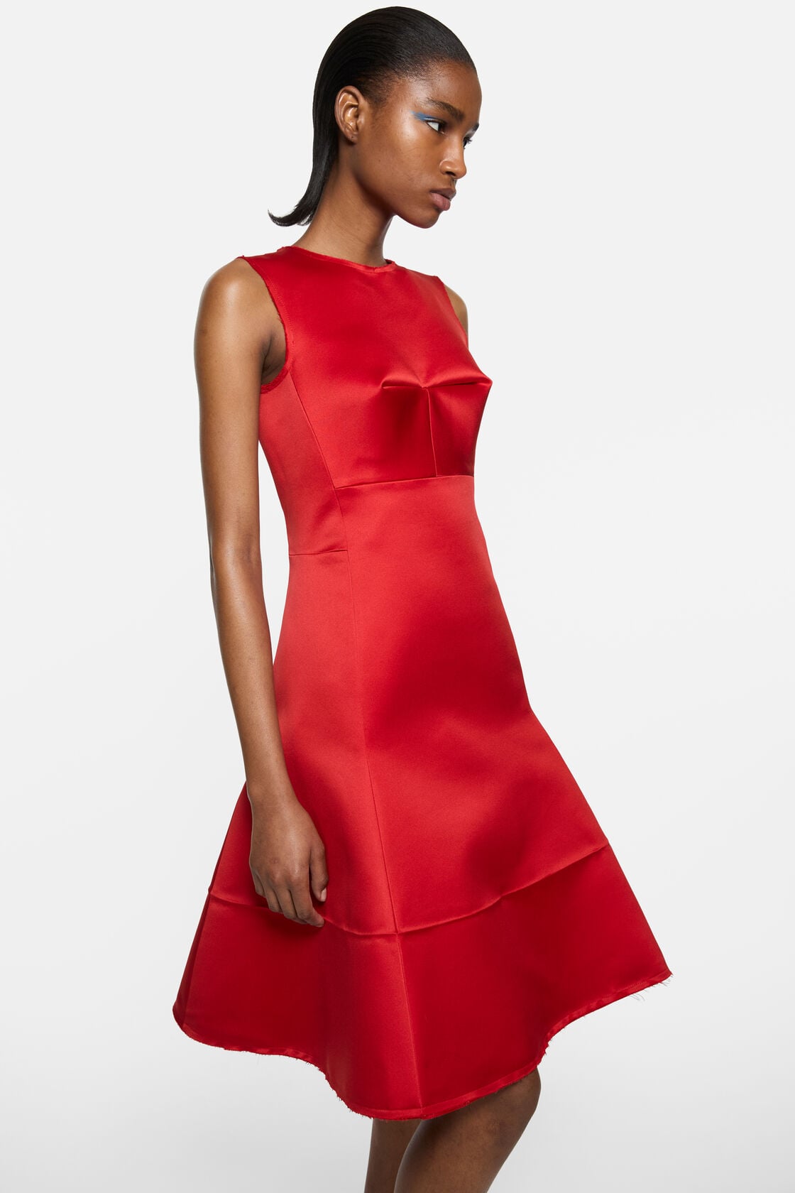 Satin tunic dress, Red, 2000x
