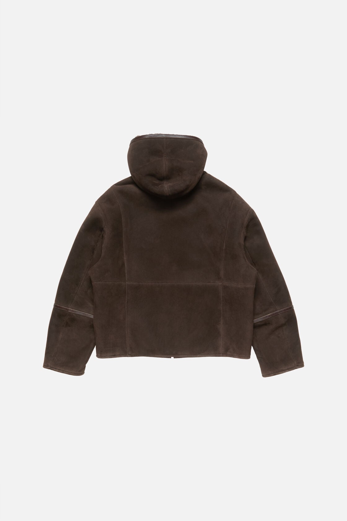 Shearling jacket with hood, Dark brown, 2000x