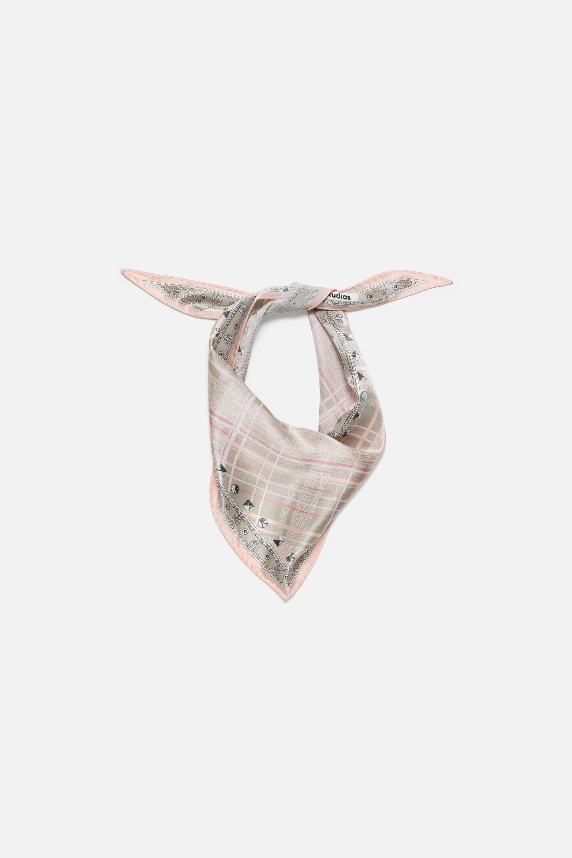 Acne Studios - チェック柄のシルクバンダナ - ピンク/トープ