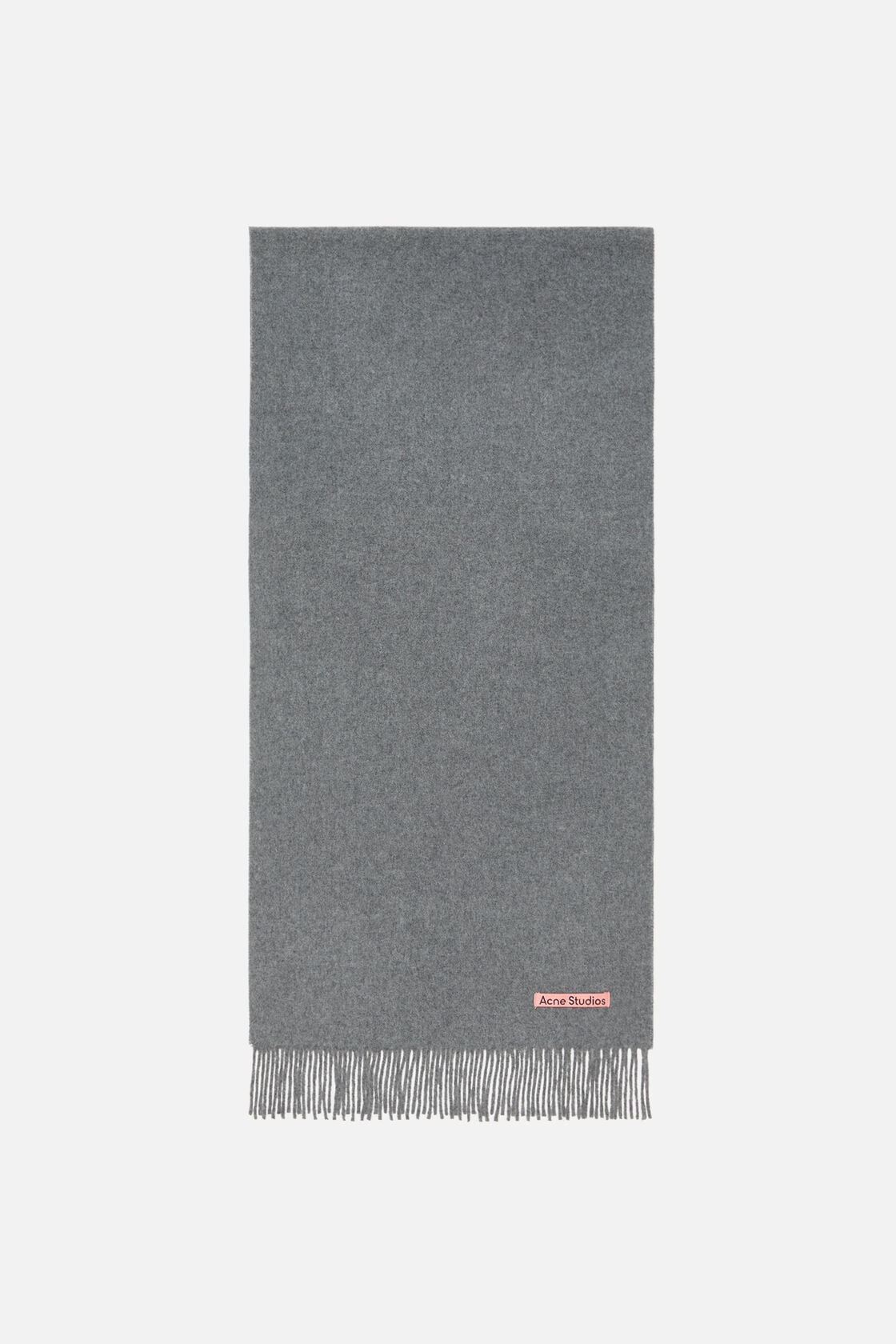 Cashmere fringe scarf - Narrow, Grey Melange, 2000x