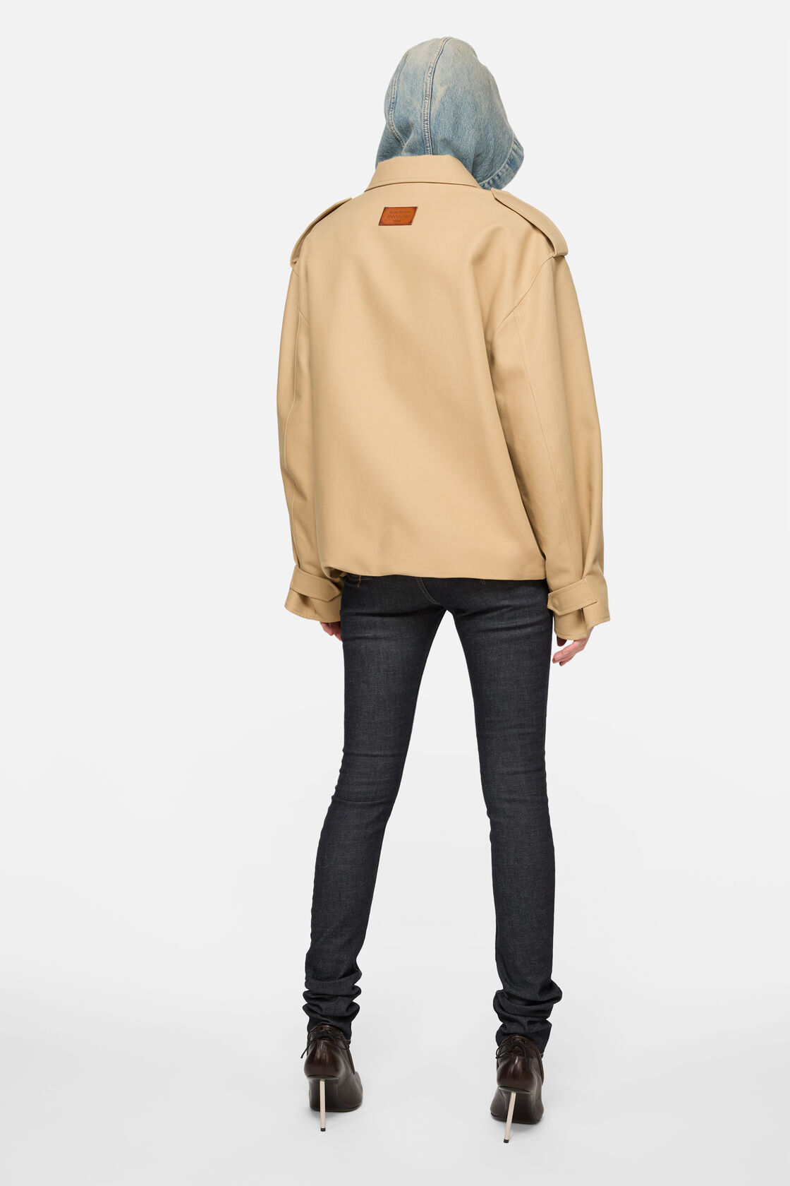 コットンサテンジャケット, ベージュ, 2000x