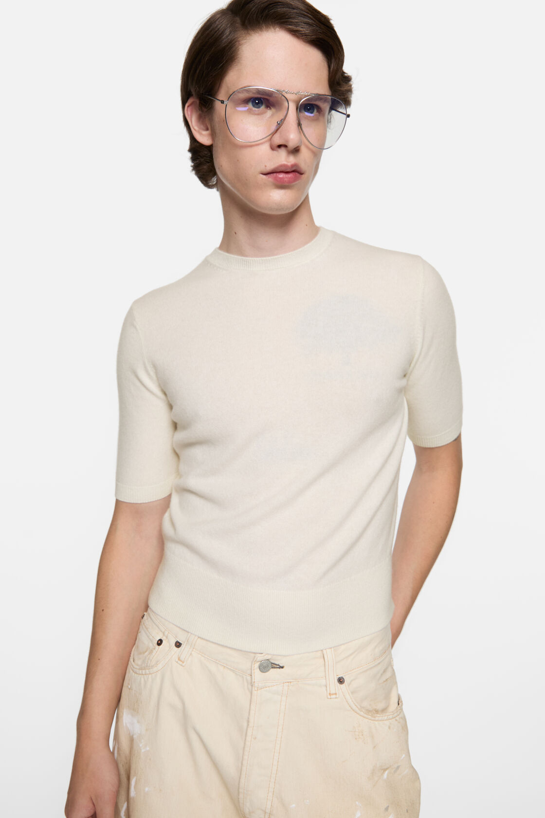Cashmere logo knit, White, 2000x