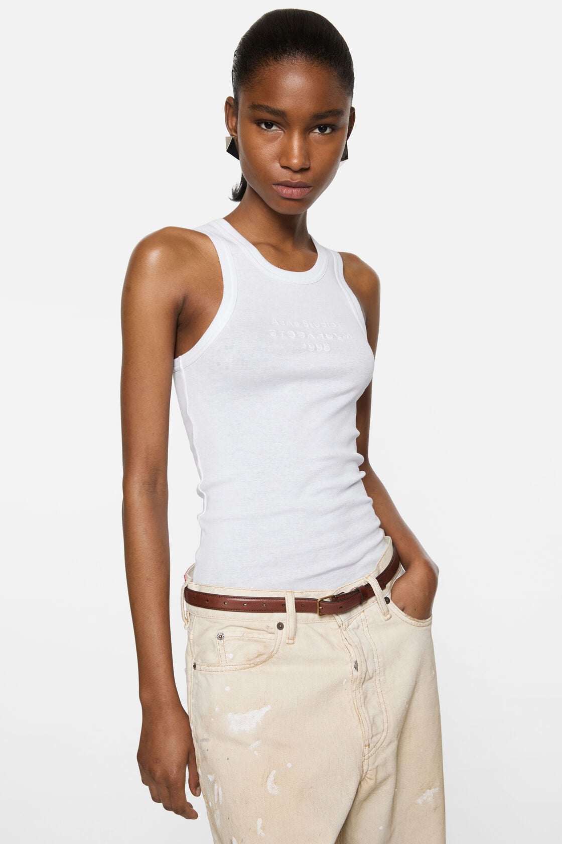Tank top with logo, White, 2000x