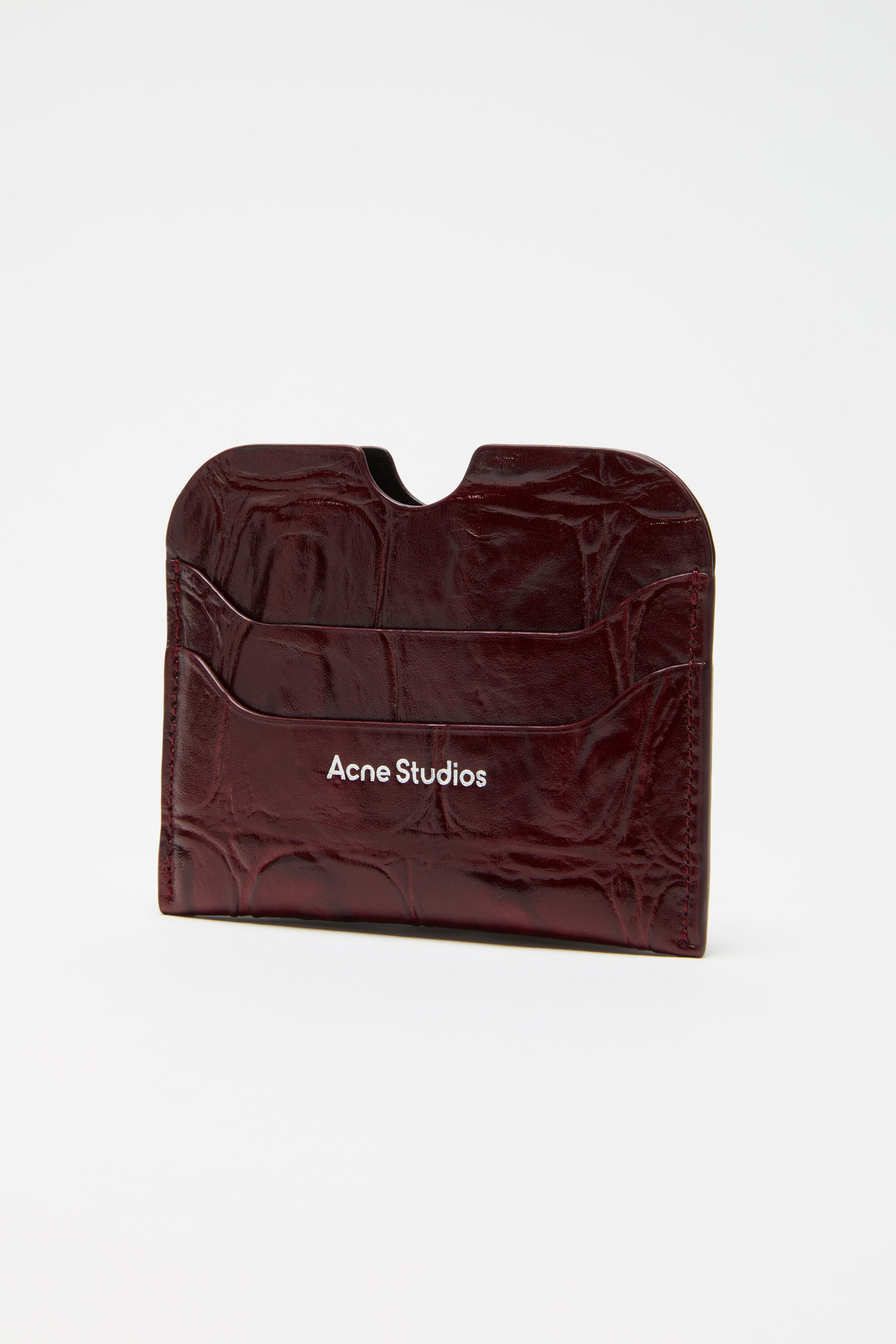 Acne Studios - Leather card holder - Burgundy