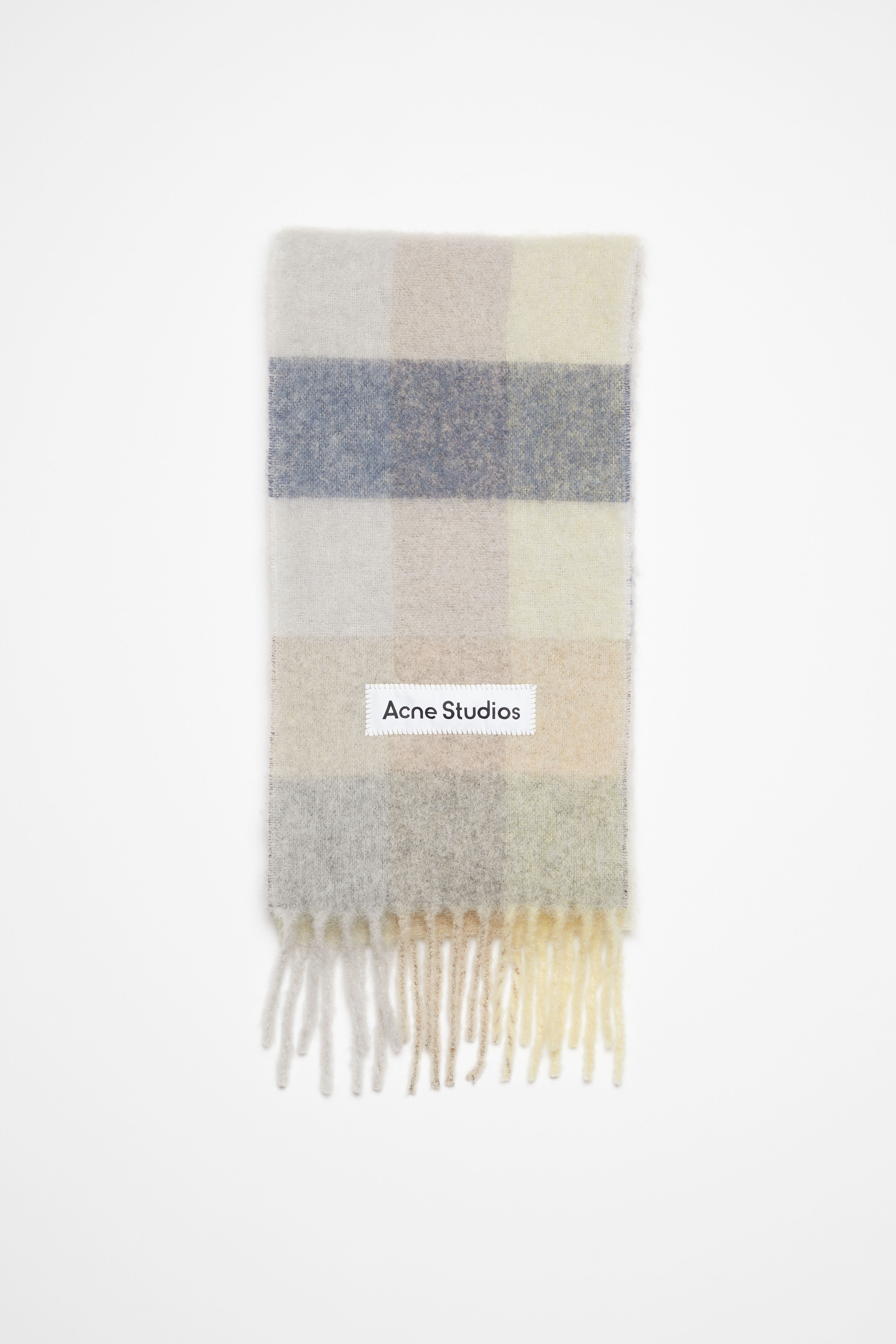 아크네 스튜디오 Acne Studios Mohair checked scarf - Vanilla/beige/lavender