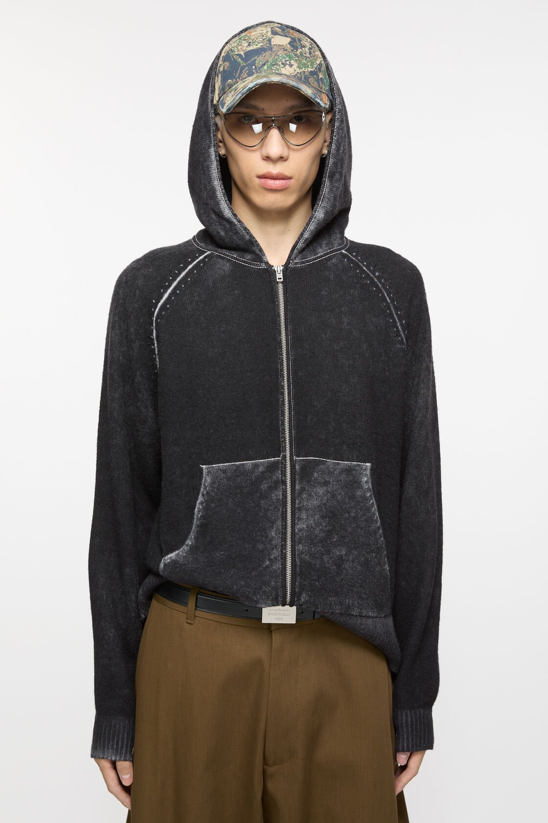 Acne Studios Pullover mit Reißverschluss mit Kapuze Schwarz