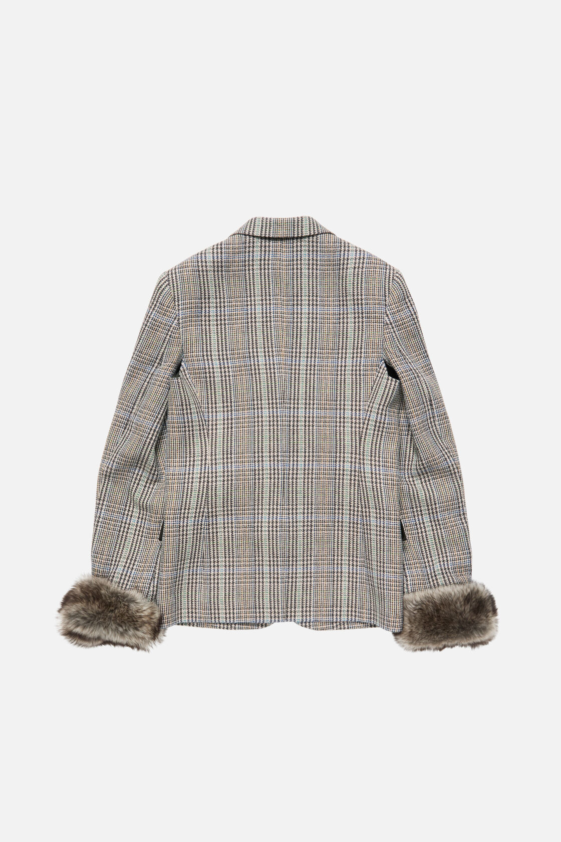 Wool jacket with shearling cuffs, Brown/blue, 2000x