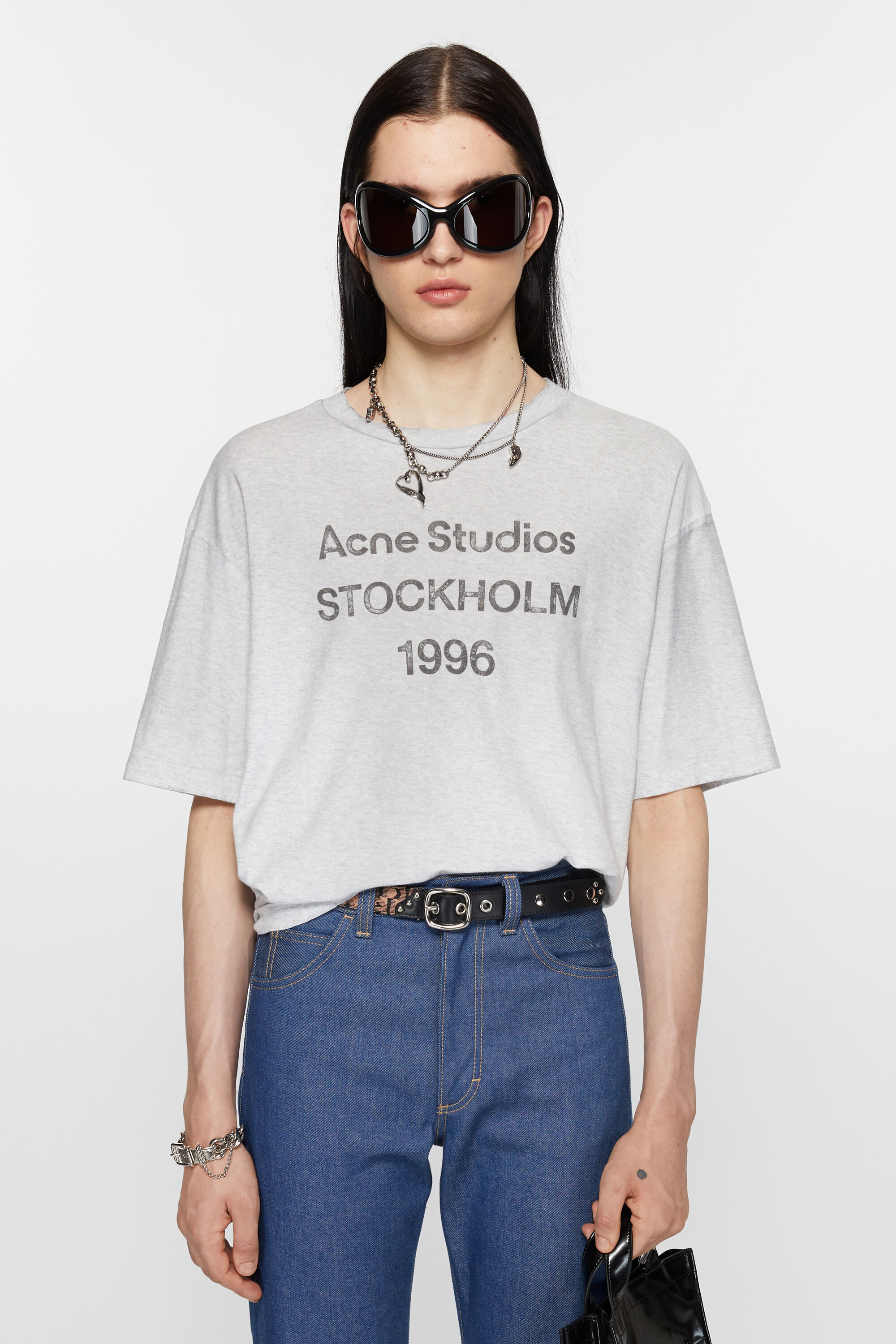 Acne Studios - ロゴTシャツ - リラックスフィット - ペールグレーメランジ