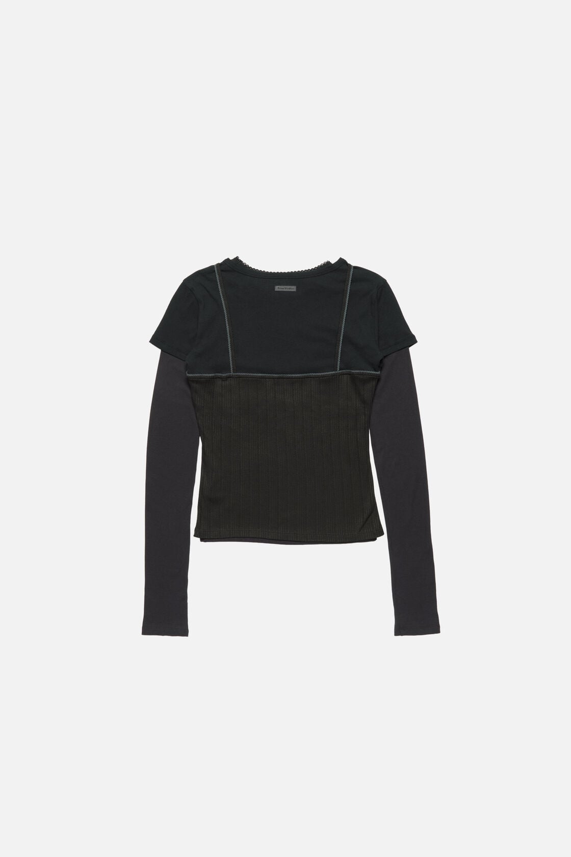 Layered jersey shirt with bow, Black, 2000x