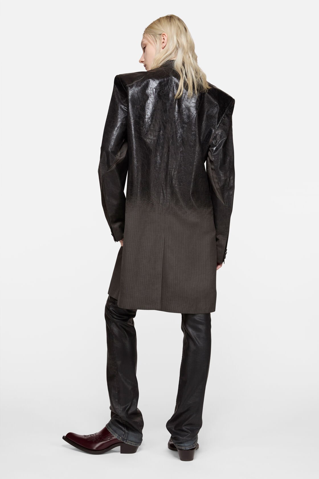 single-breasted d&eacute;grad&eacute; coat, Multi grey, 2000x