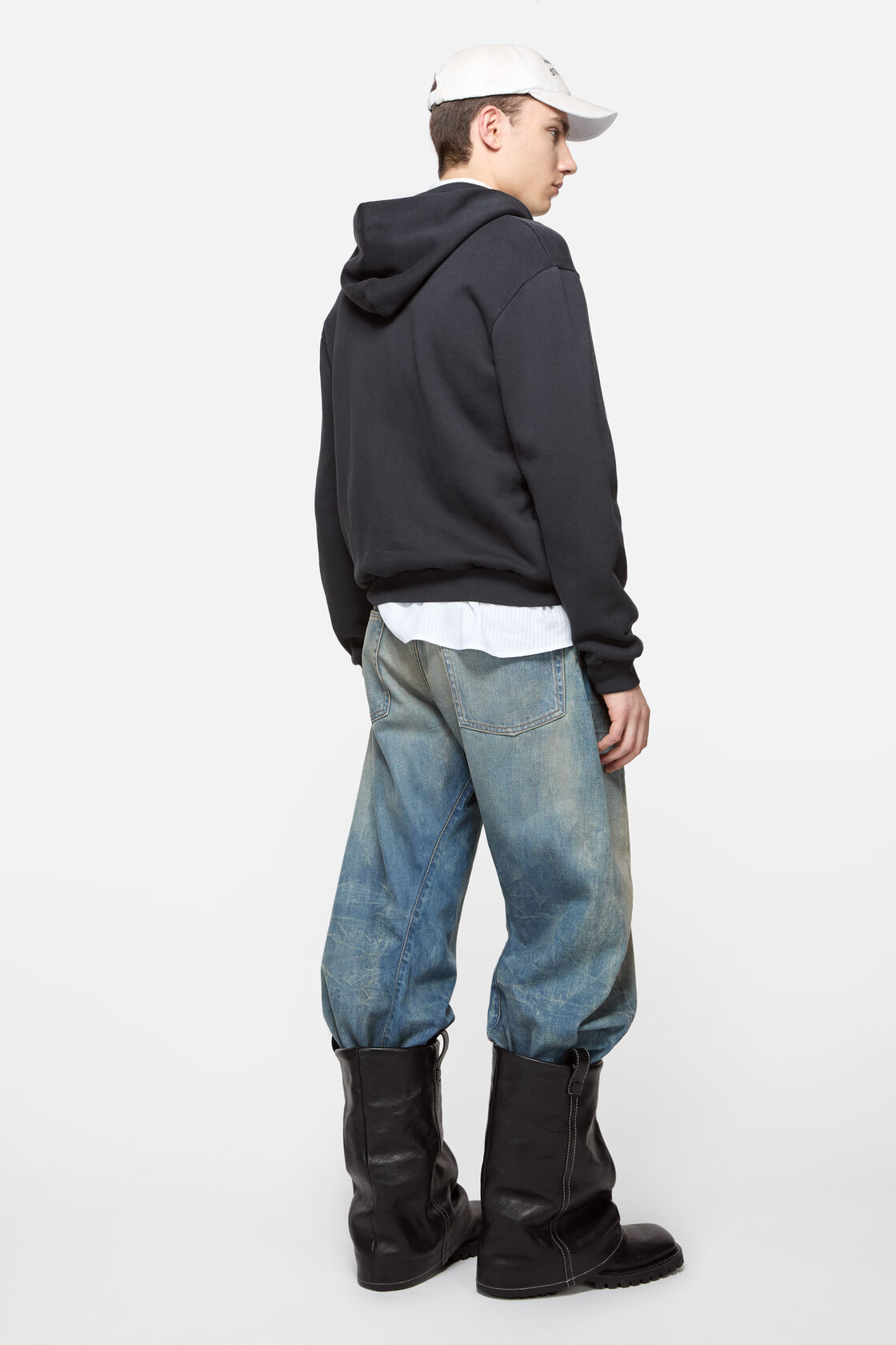 Hooded zipper sweater, Black, 2000x