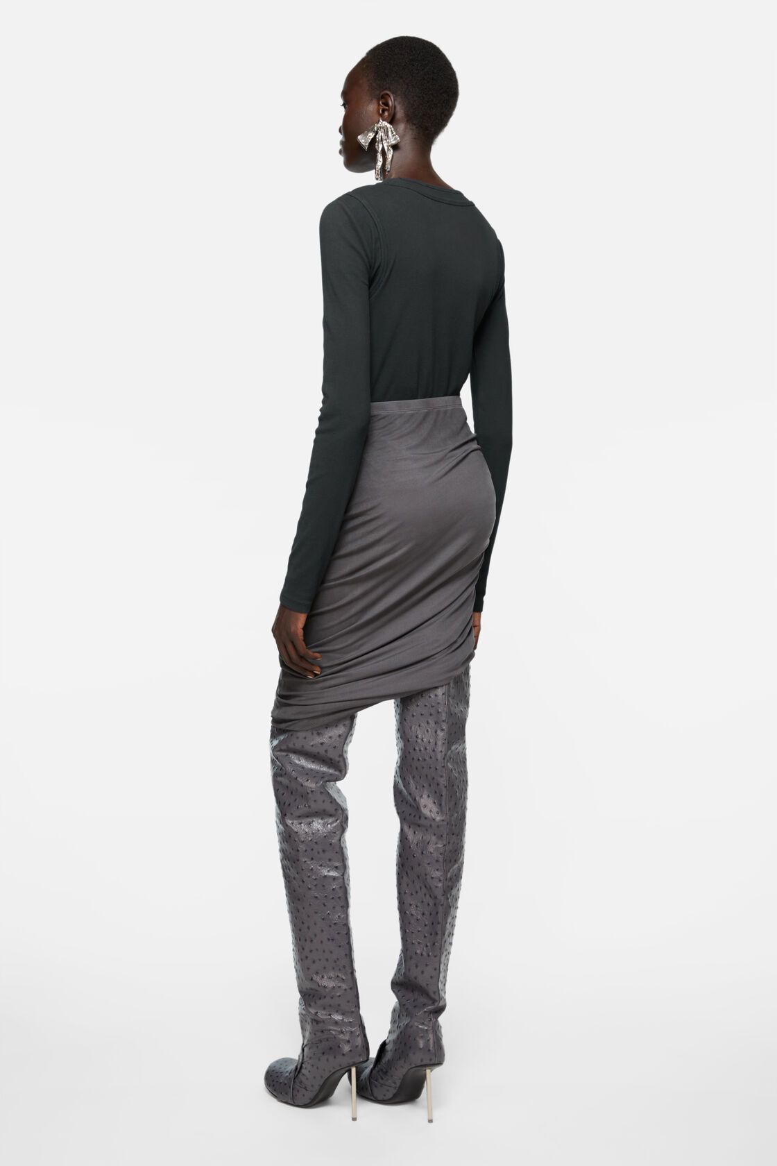 긴 소매 레이어드 티셔츠, 블랙, 2000x