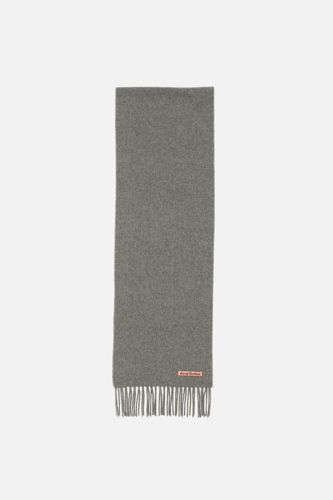 Fringe wool scarf - skinny, Grey Melange, 2000x