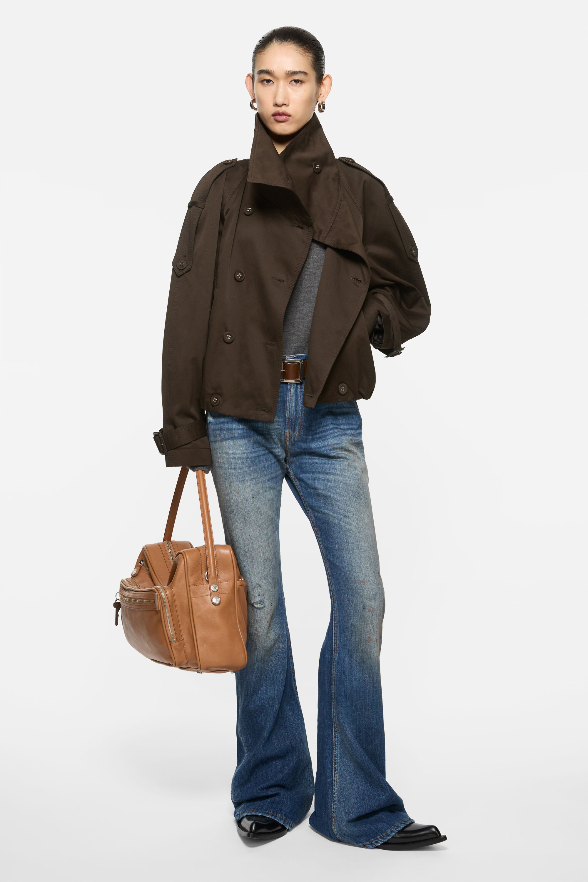 ACNE STUDIOS ポンチョトレンチショートコート Acne Studios - ショートトレンチコート - チェスナッツブラウン