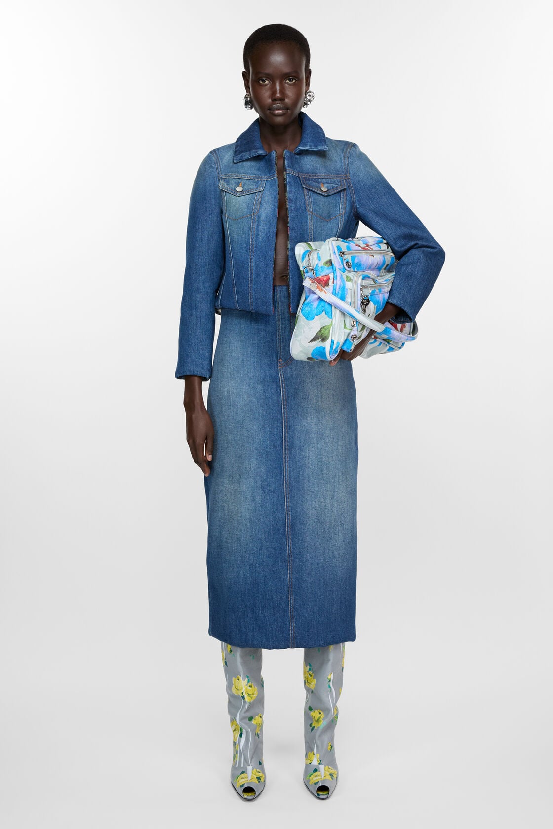 Bonded denim skirt, Mid Blue, 2000x