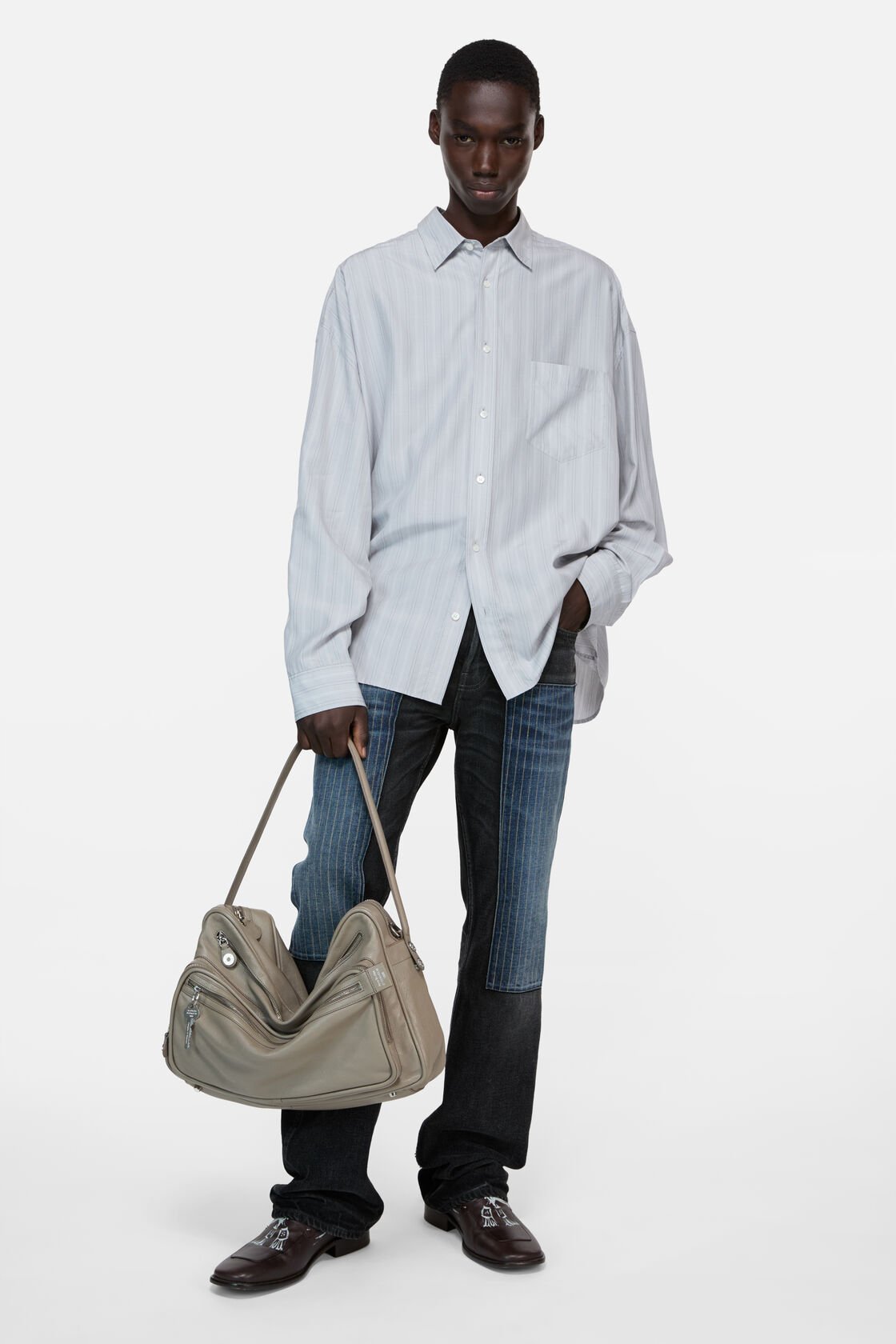 Striped button-up, Grey/multi, 2000x