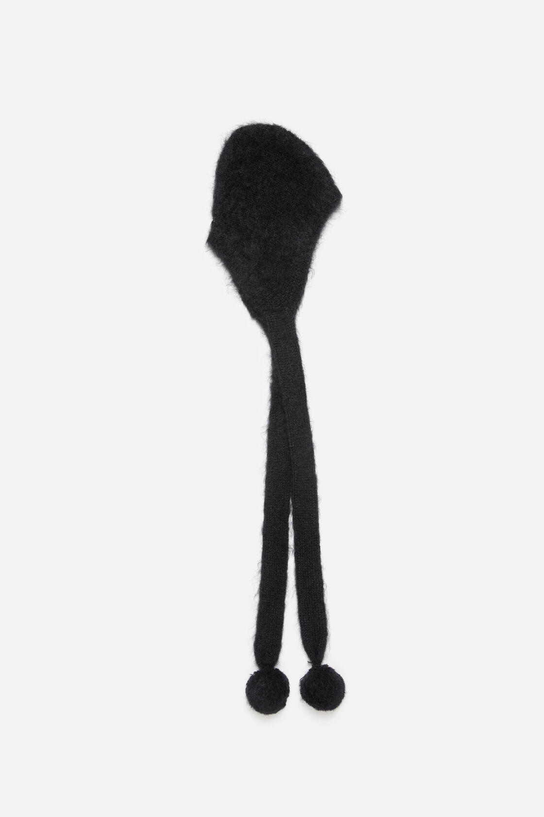 Mohair cap with earflaps, Black, 2000x