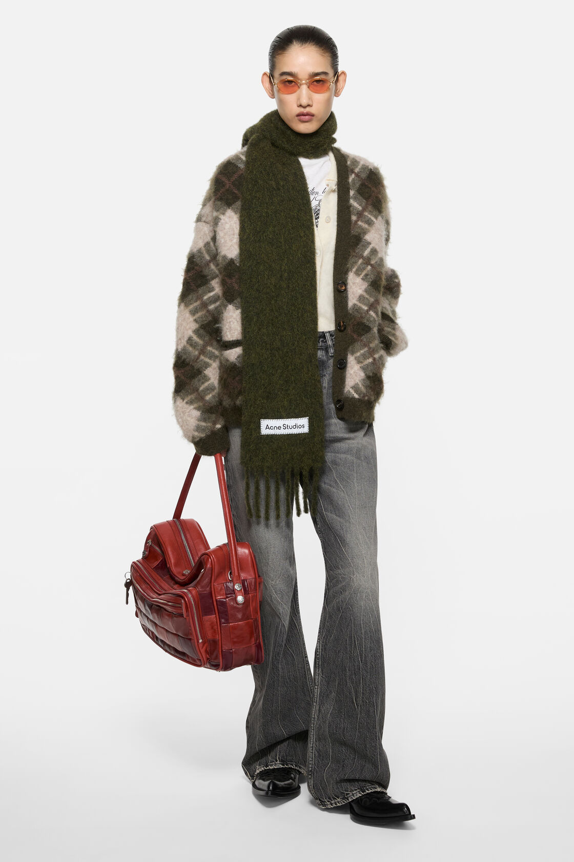 Skinny mohair scarf, Forest green, 2000x
