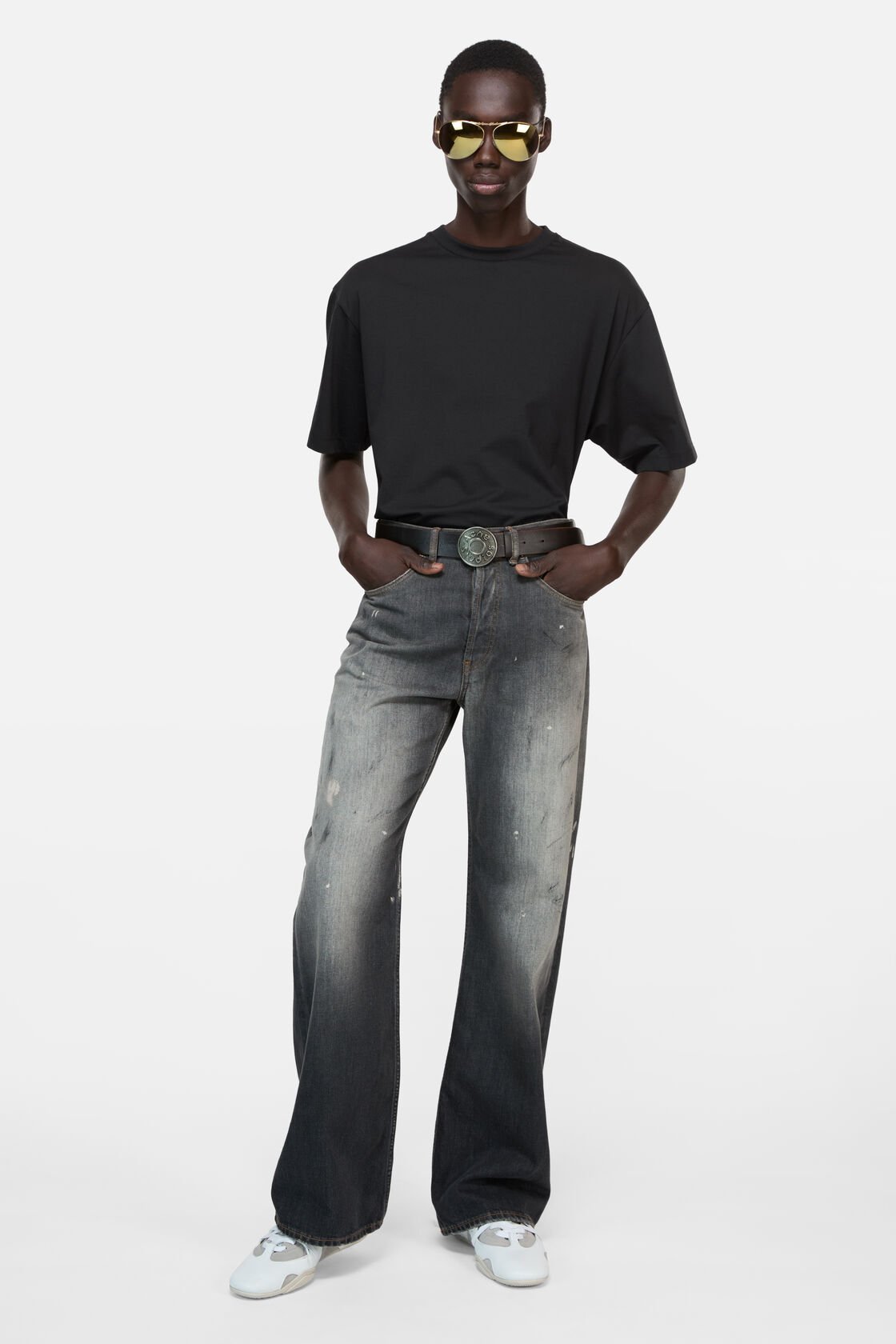 サテンロゴTシャツ - リラックス, ブラック, 2000x