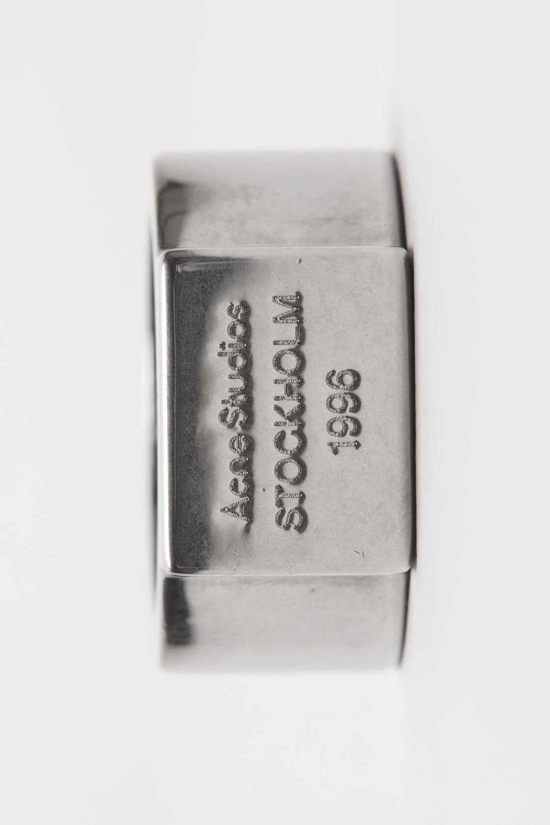 Logo engraved signet ring, Semi matt silver, 2000x