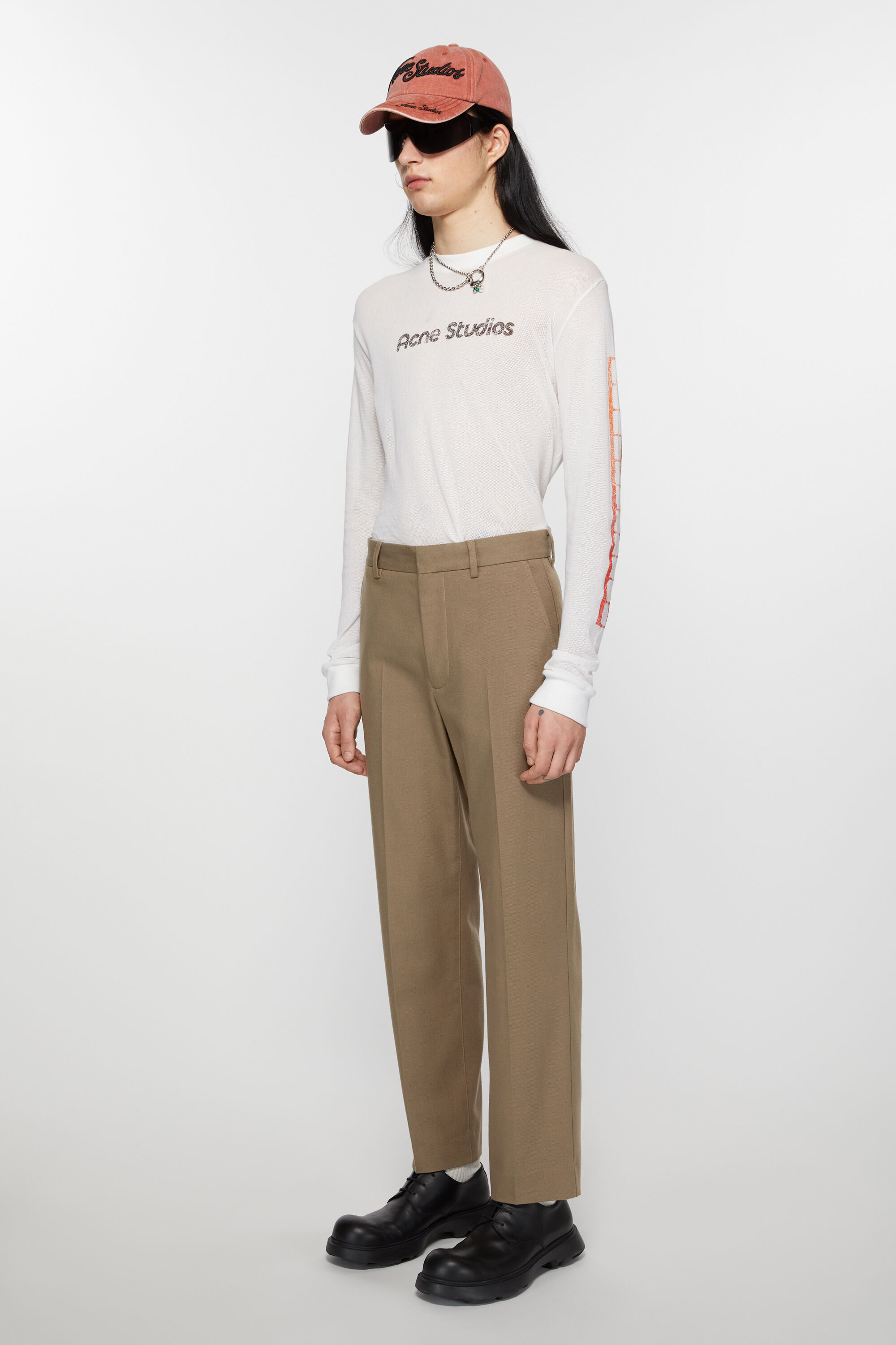 Twill cotton-blend trousers