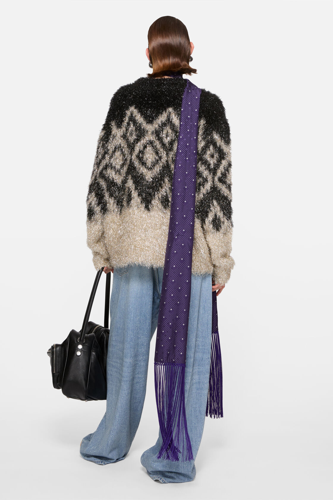 Metallic knit sweater, Black/gold, 2000x