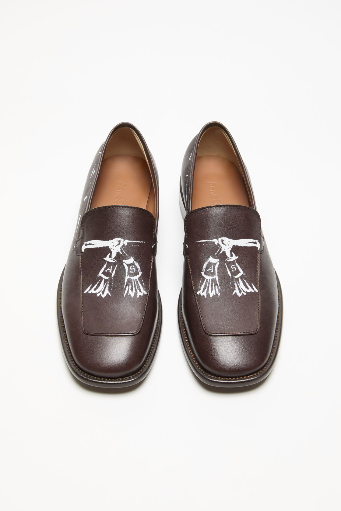Printed leather loafers, Dark brown, 2000x
