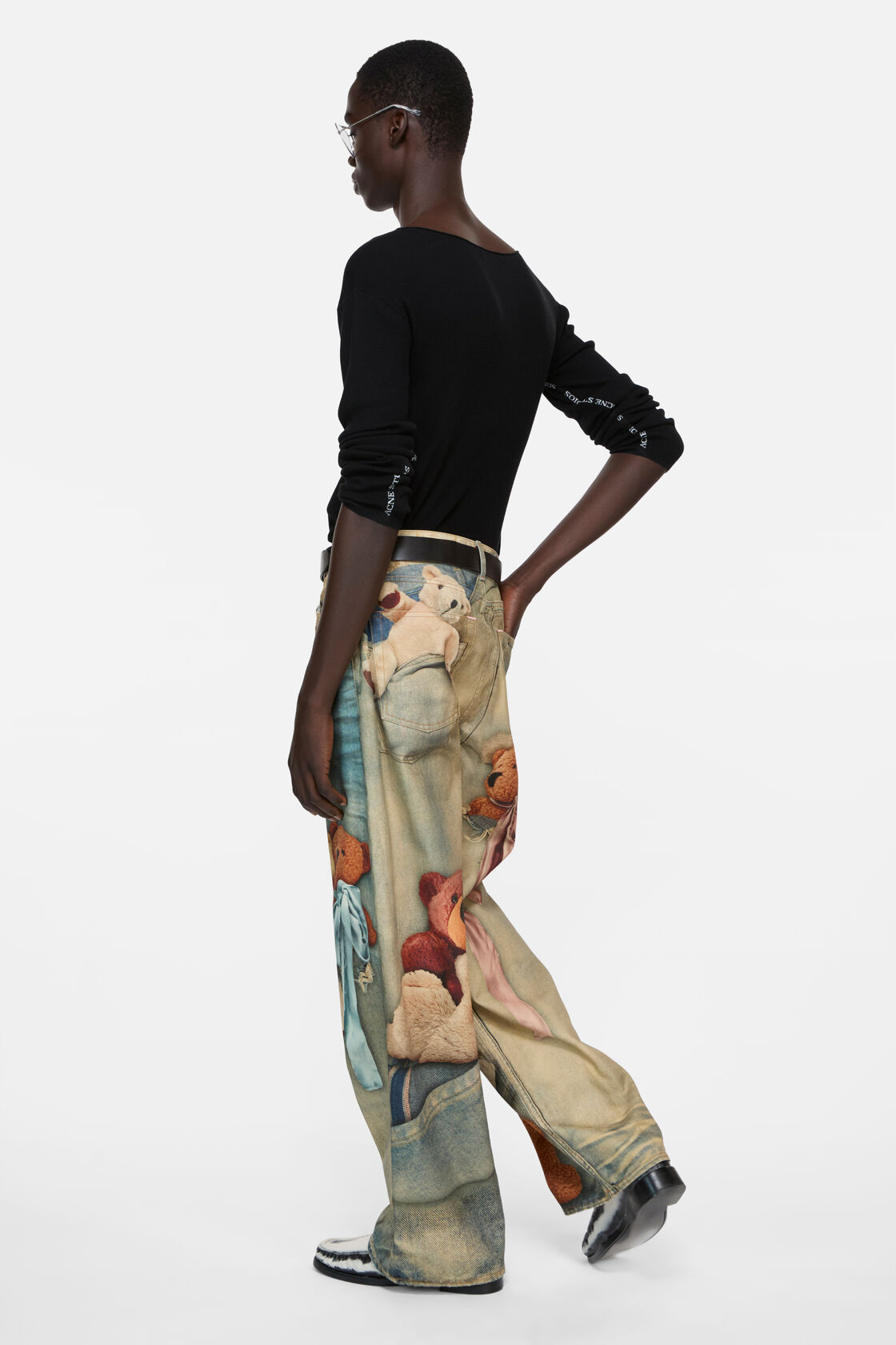 Logo tape knit jumper, Black, 2000x