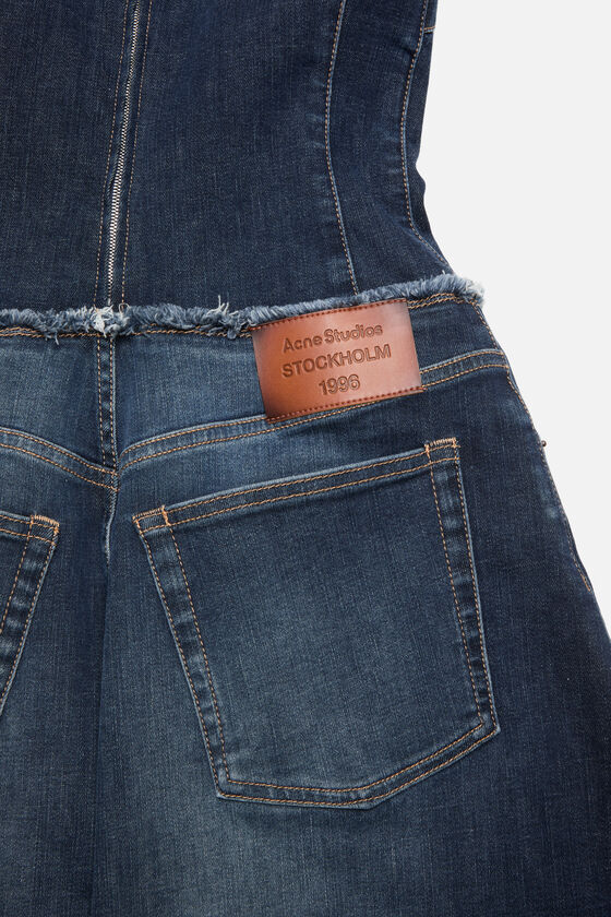 Layered denim midi dress, Dark Blue, 2000x