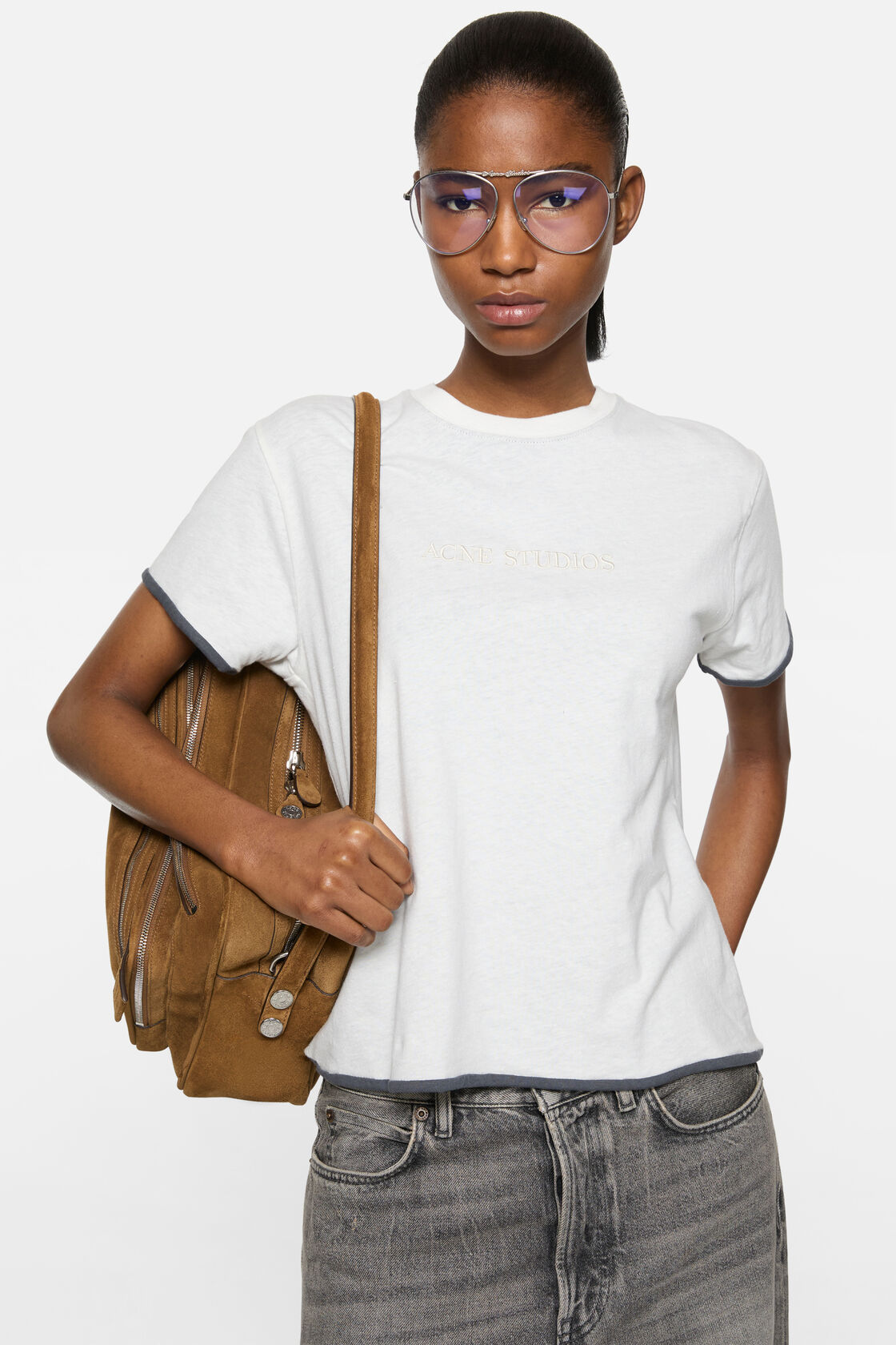 Layered t-shirt with logo, White/grey, 2000x
