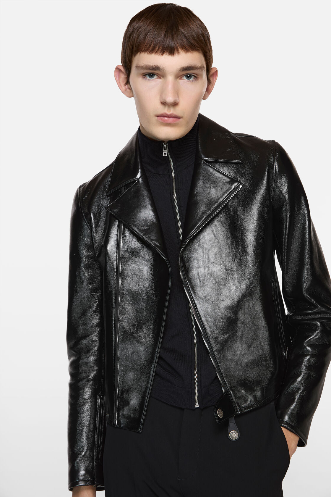 Leather biker jacket, Black, 2000x